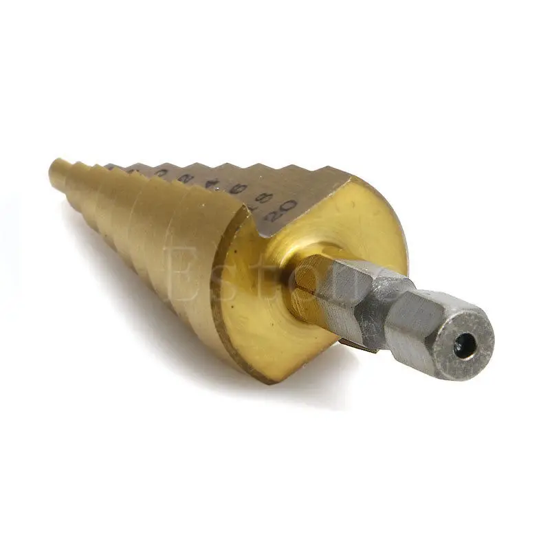 

OOTDTY HSS High Speed Steel Triangle Shank Pagoda Step Drill Bit from 4-20mm
