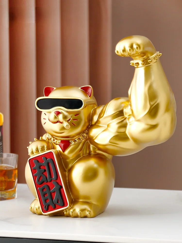 

KIRIN Arm Lucky Cat Muscle Internet Celebrity Lucky Cat Front Desk Decoration Shop Opening Gift Counter Decoration