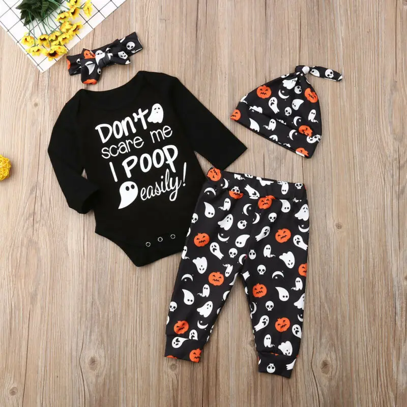 

Infant Baby Boy Girl 0-24M Halloween Pumpkin Playsuit Romper Legging Clothes Outfit