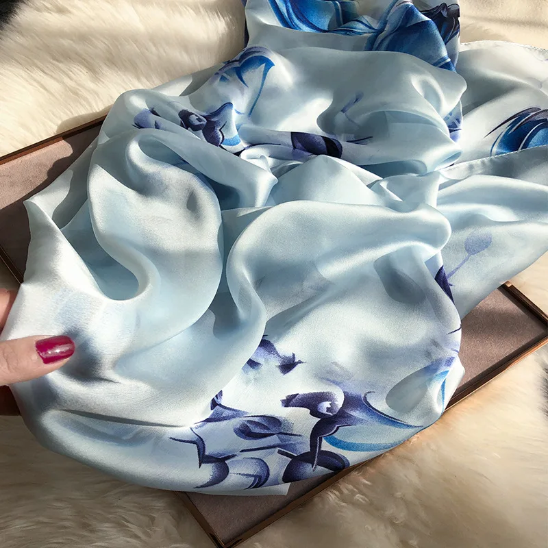 

2021 silk scarf long fashion new silk satin silk scarf seaside vacation sunscreen silk scarf scarf women luxury big shawl