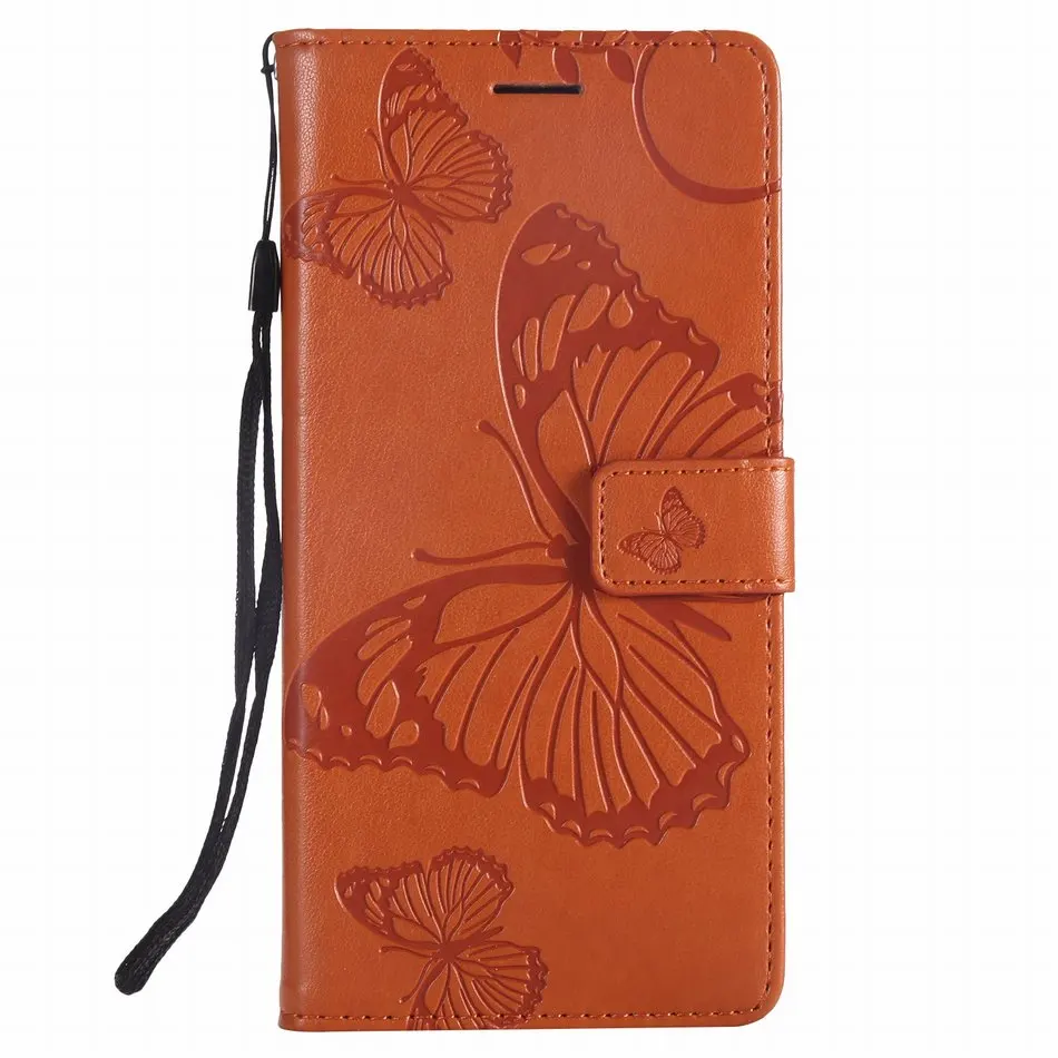 Orange Кожаные чехлы с бабочкой для Apple iPhone 11 Pro Max 5 5S SE 6 6S 7 8 Plus XR X XS Max откидные чехлы с подставкой DP06F - Цвет: Orange