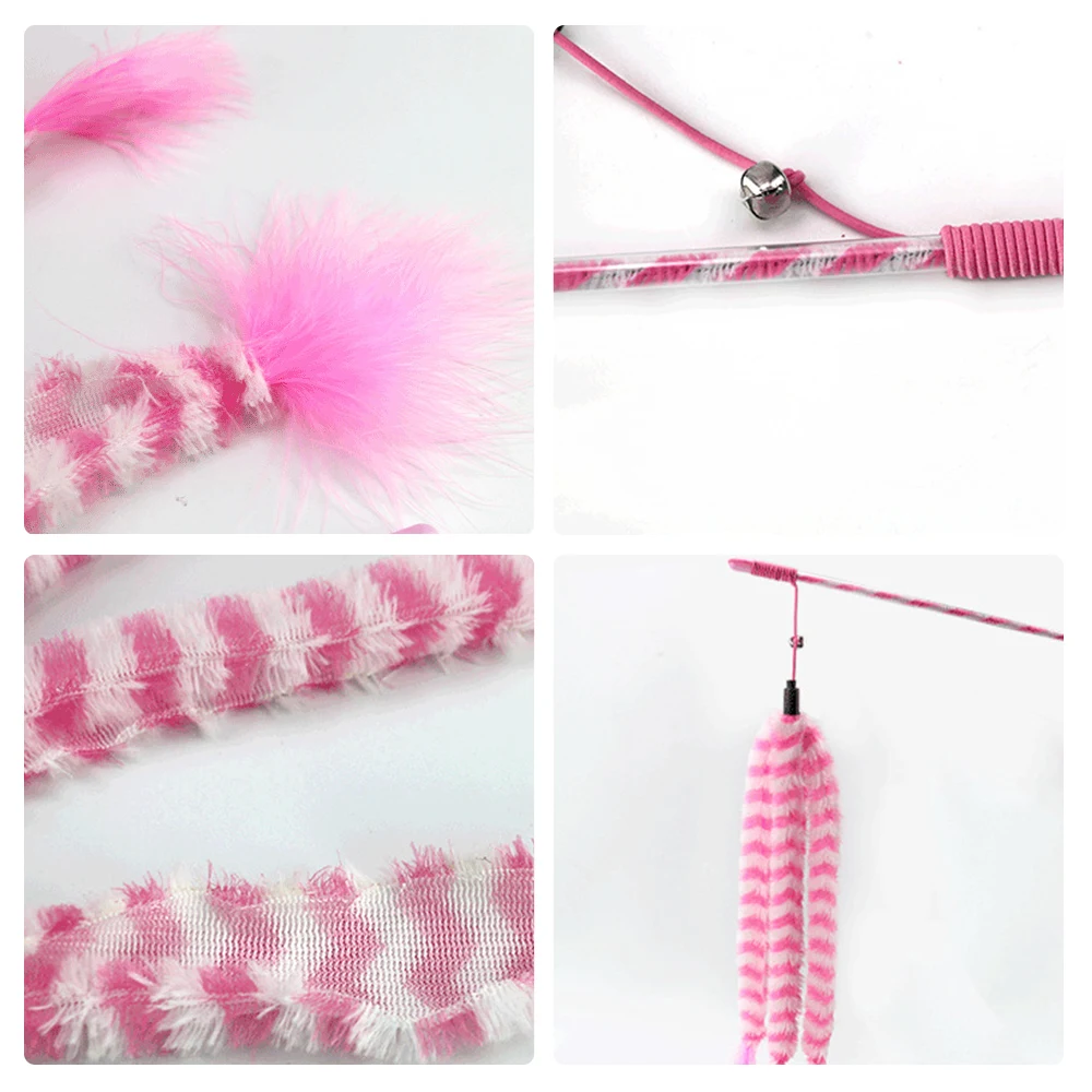 /Blue/Purple Plush Interactive Pet Cat Feather Toy Funny Stick Wand With Bell | Дом и сад
