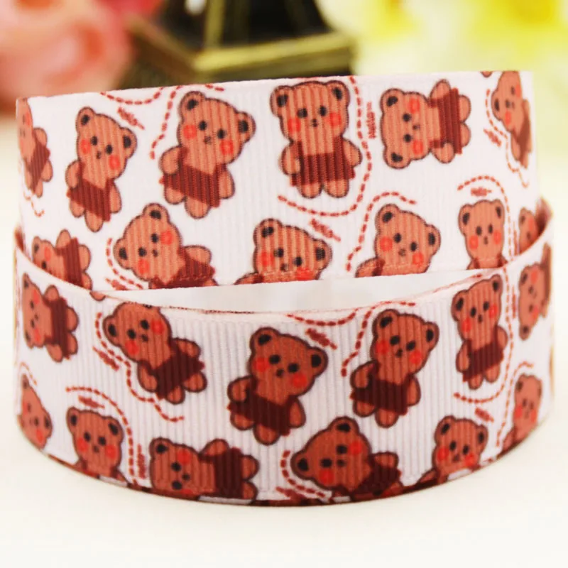

22mm 25mm 38mm 75mm Bear cartoon printed Grosgrain Ribbon party decoration 10 Yards X-04276