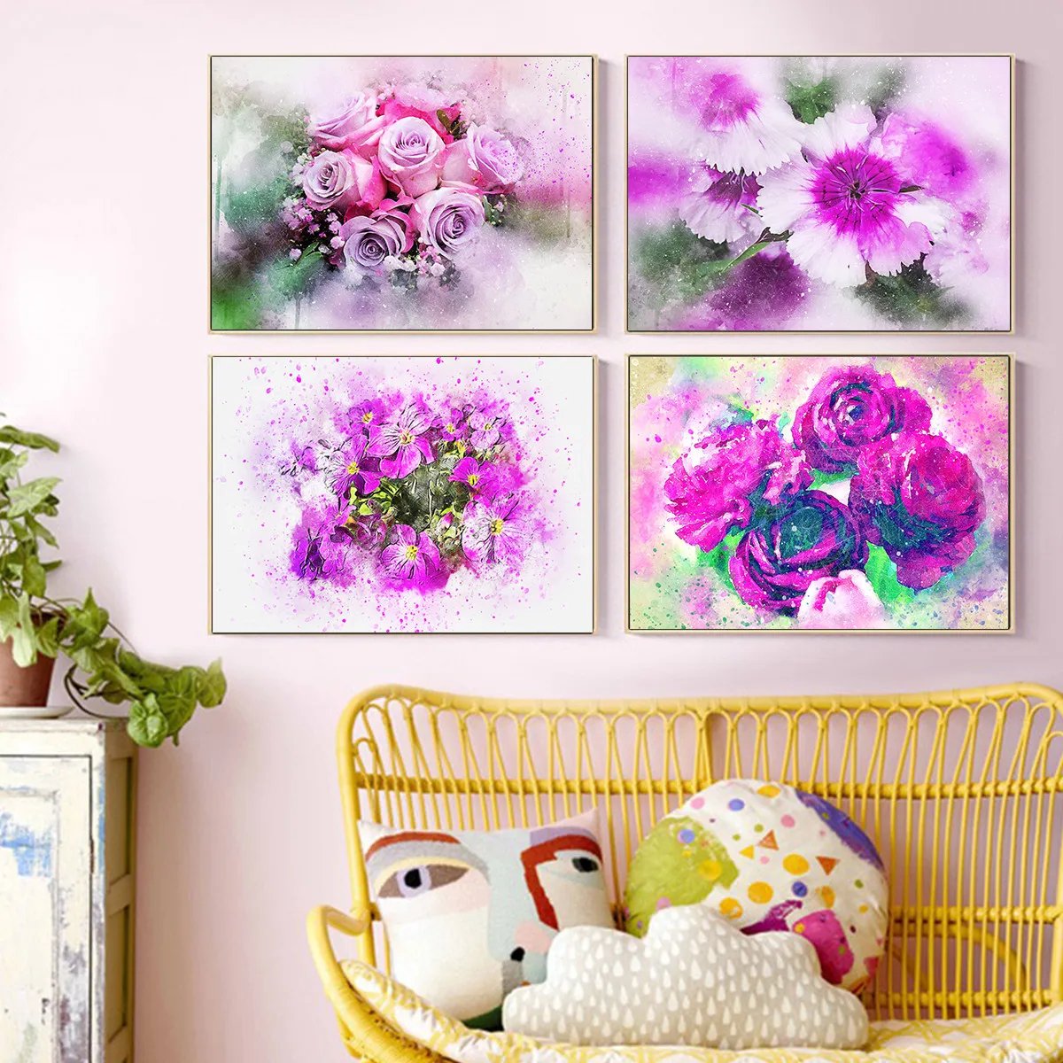 Картина маслом на холсте с изображением цветов фиолетовых роз | Дом и сад