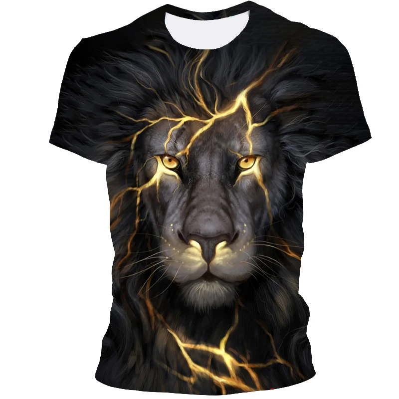 

2021 Men's New Summer 3D T-Shirt Printing Short Sleeve Humorous Animal Lion Leisure Shopping Party T-Shirt Hot Sale
