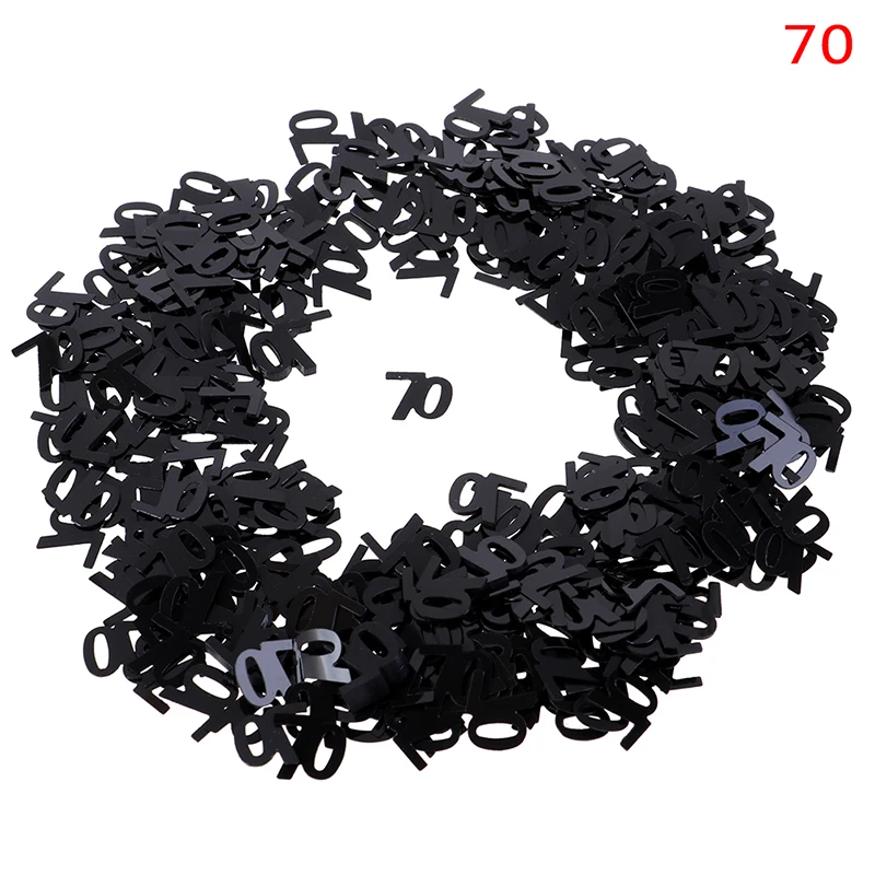 Украшения для стола С Днем Рождения черные серебристые разные цифры 30 40 50 60 70 80