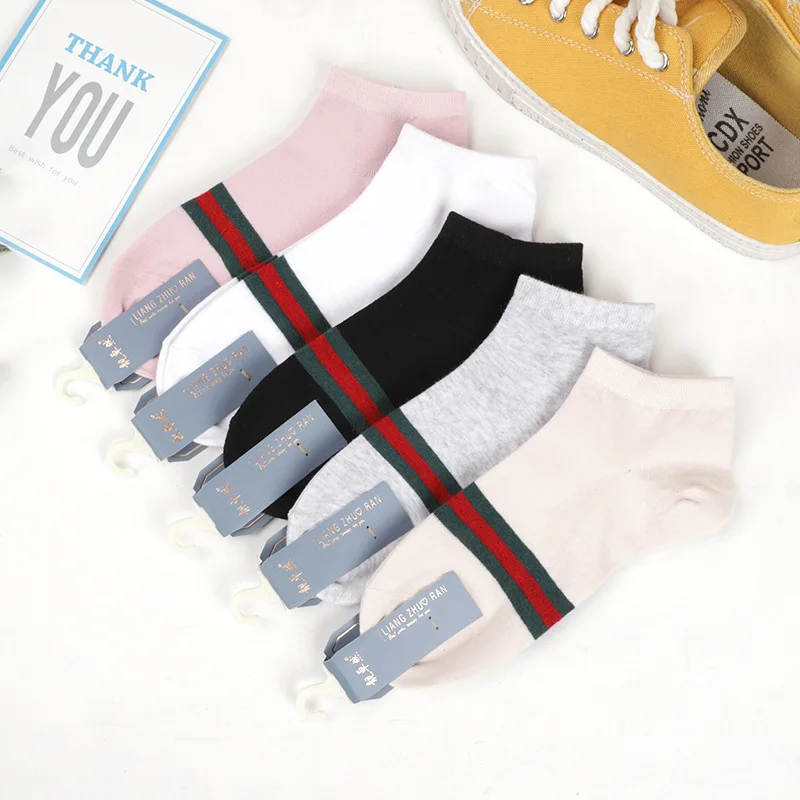 

Stripe Cotton Socks Women High Quality Lady Sport Golf Running Luxury Brand Breathable Solid Student Adult Tube Short Socks