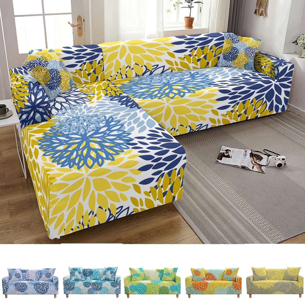 

Elastic Sofa Cover for Living Room Dahlia Flower Slipcovers Sectional Couch Cover funda de sofá L Shape Sofa Need 2pc 1/2/3/4