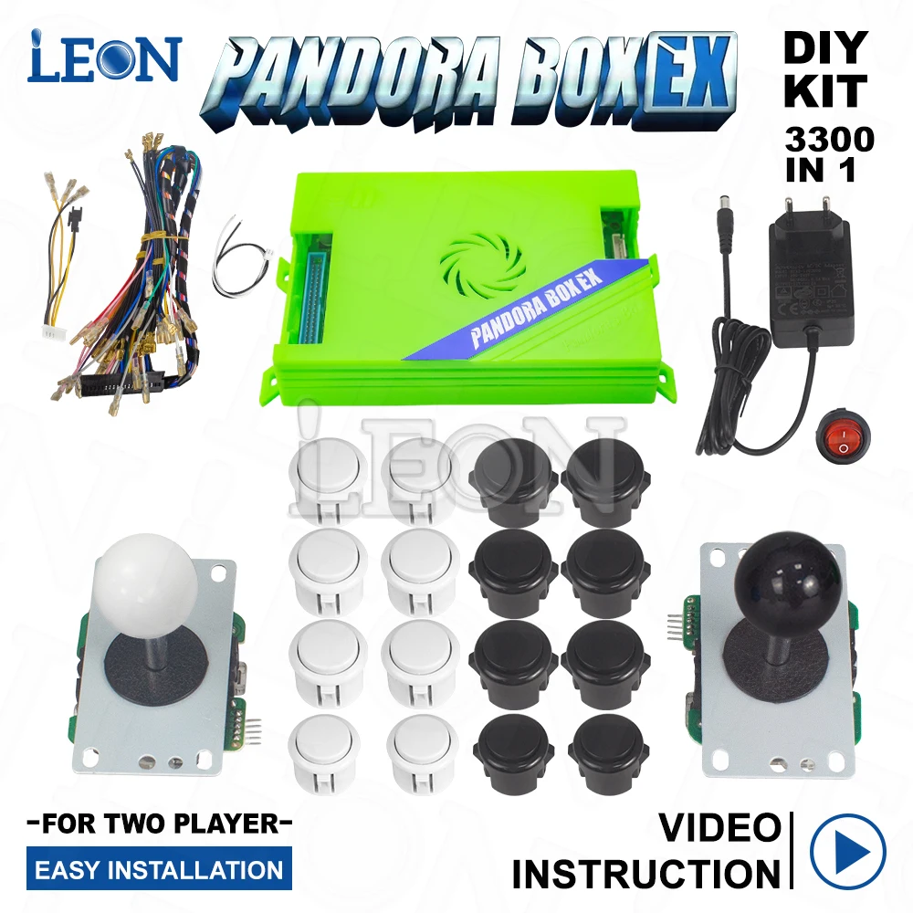 

Kit Arcade 2 Player Pandora Box EX 3300 In 1 1080P Pandora Game Sanwa Arcade Button DDR4 RAM Arcade Joystick Support 4 Players