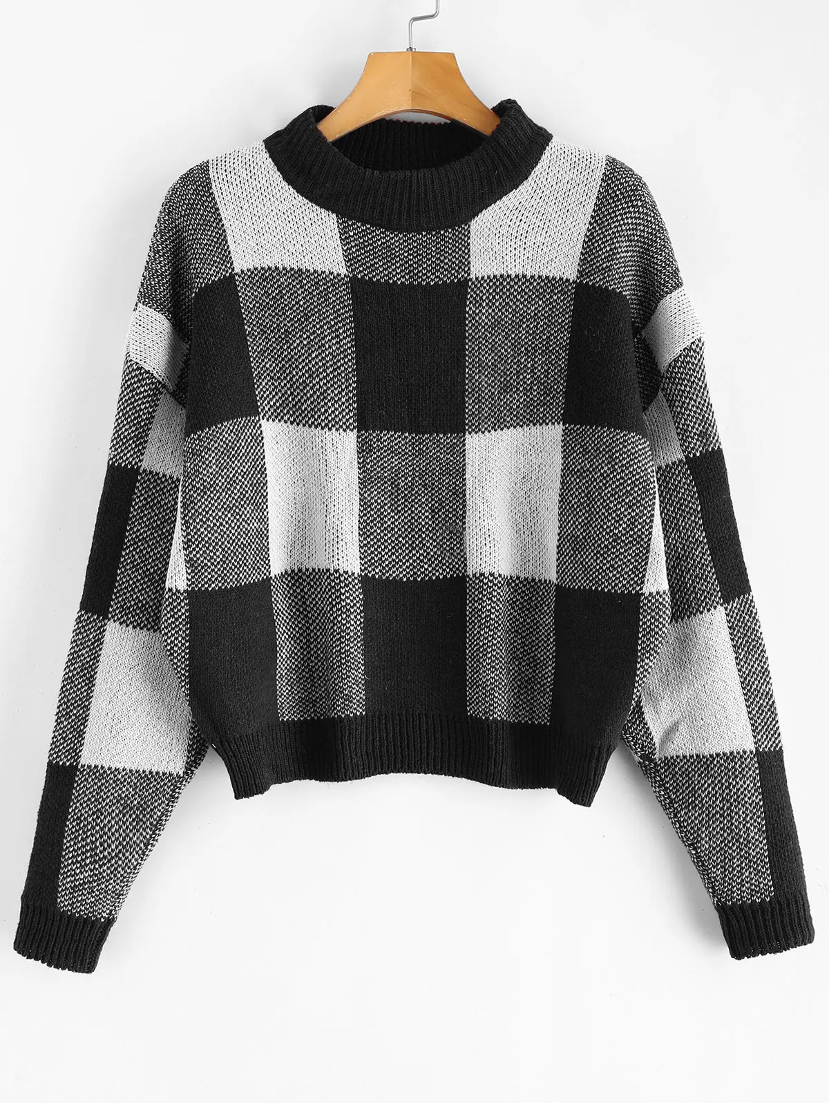 ZAFUL New Diamond Plaid Sweater Women Color Matching Harajuku Clothing Stretch Knit Pullover Casual Style Female Tops Autumn | Женская