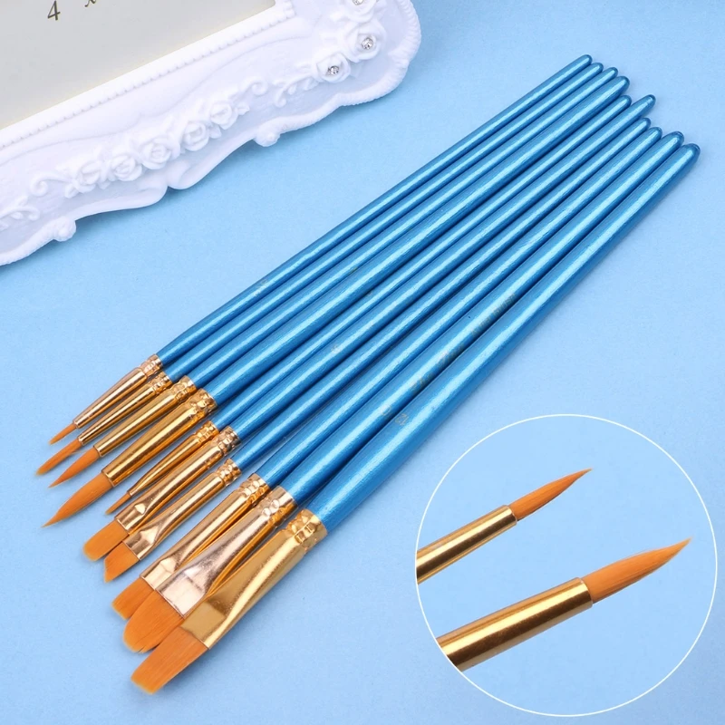 10Pcs Watercolor Paiting Brush Pen Nylon Hair Drawing Artist Paint Point Tip Set dropshipping