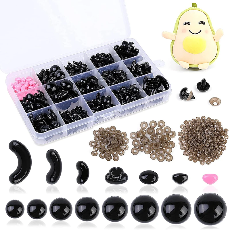 

KAOBUY 586Pcs Plastic Safety Eyes and Noses Saftey Eyes for Stuffed Animals Needle Felting Eyes Kit for Doll Making