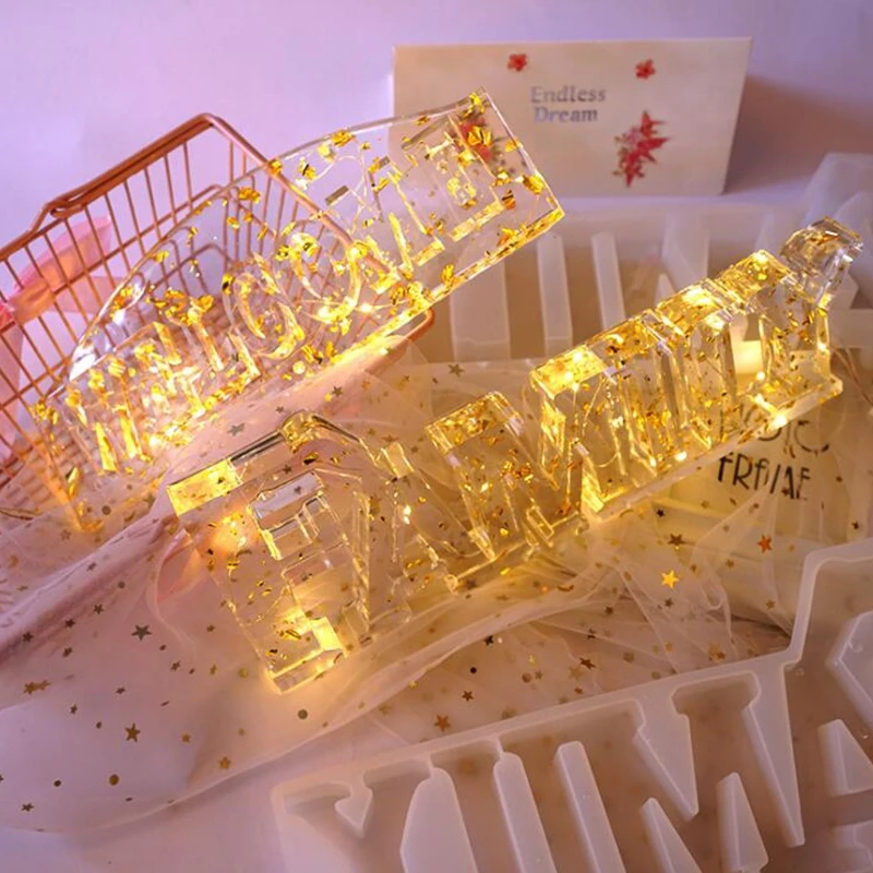 

Crystal Epoxy Resin Mold Letters Shape Casting Silicone Mould Handmade DIY Crafts Decoration Penadant Making Tools