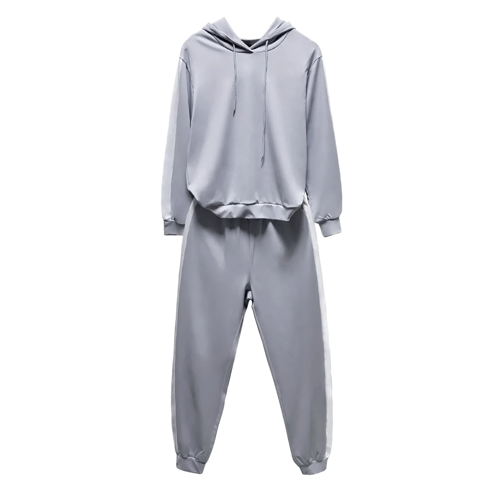 

Women's 2 Piece Outfits Long Sleeve Striped Hoodie Top + Elastic Waist Jogger Pants Set Tracksuit Solid Color Suit Sports Suit