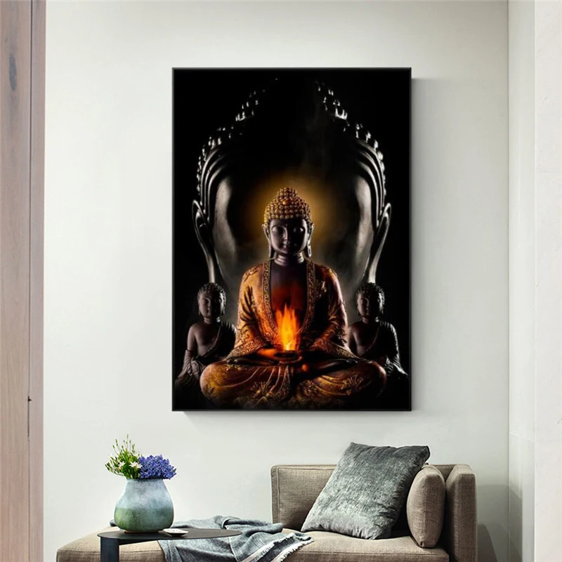

Настенная картина Бога Будды, современная картина будды на холсте, искусство, скандинавские плакаты и принты, настенные картины для гостино...