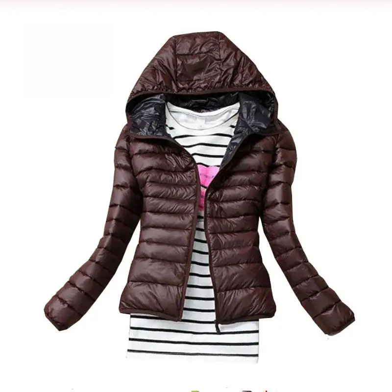Женская парка на пуху с капюшоном Модная приталенная куртка верхняя одежда для