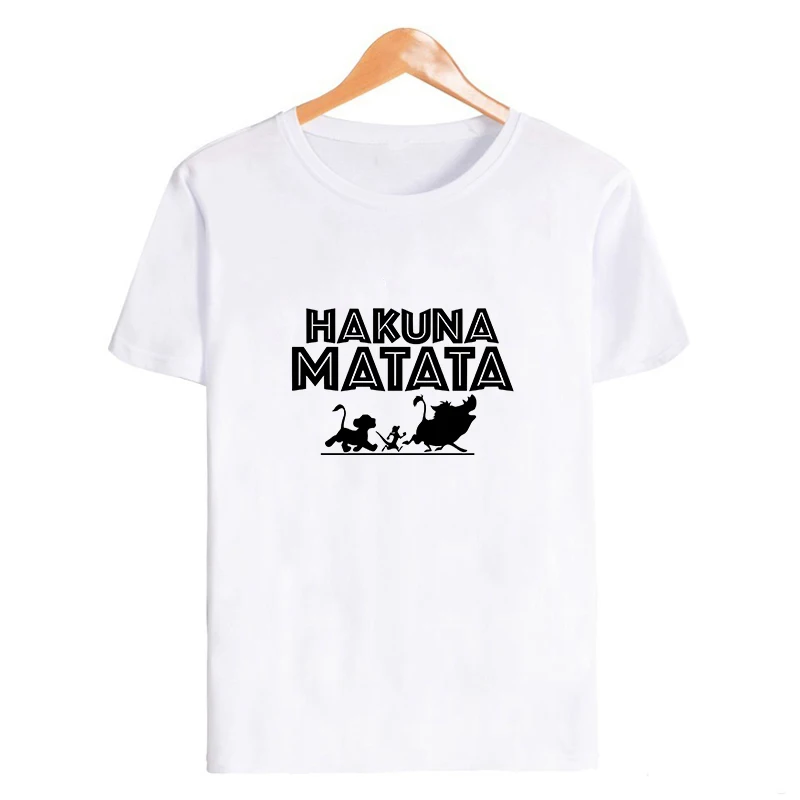 19bk008-white Showtly Hakuna Matata Women Harajuku Ullzang the lion king T-shirt Femme Homme Summer Tshirt Fashion Top Tee Female T Shirt - Цвет: 19bk008-white