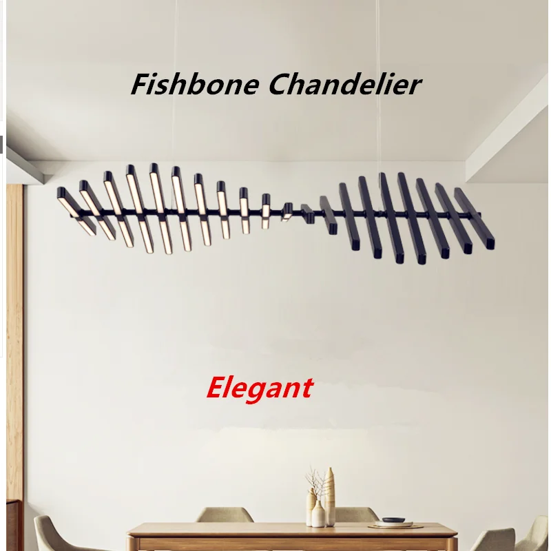 

Modern LED Chandelier Novelty Art Design Fishbone Chandeliers Elegant Hanging Lamp for Living Dining Room Lighting Fixtures Bar