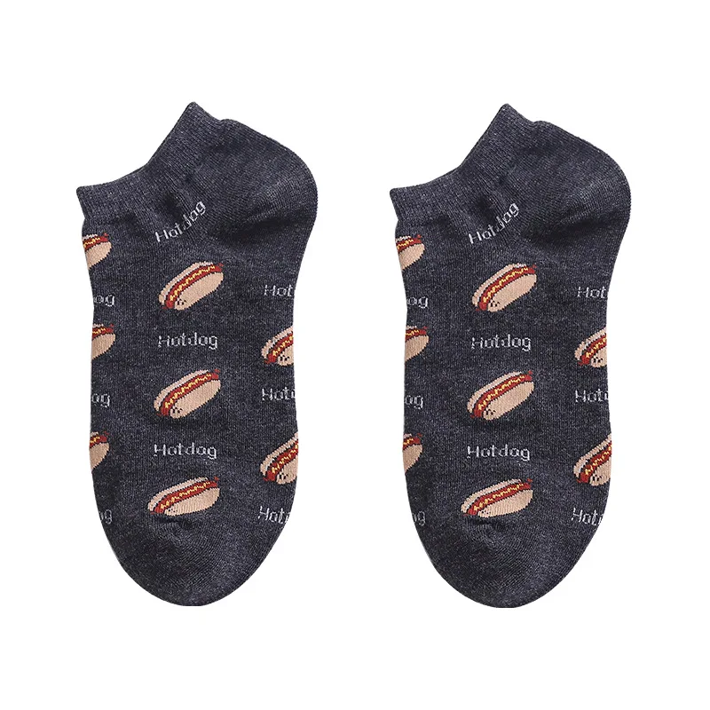 Забавные Хлопковые женские Носки с рисунком фри и гамбургера 5 пар носков в виде
