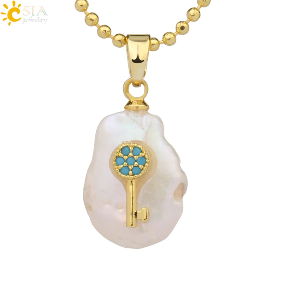Necklace-C Csja кулон из пресноводного жемчуга крыло животное слон сова кролик растение кактус Подвески ожерелье со стразами для женщин Девушка G216 - Окраска металла: Necklace-C