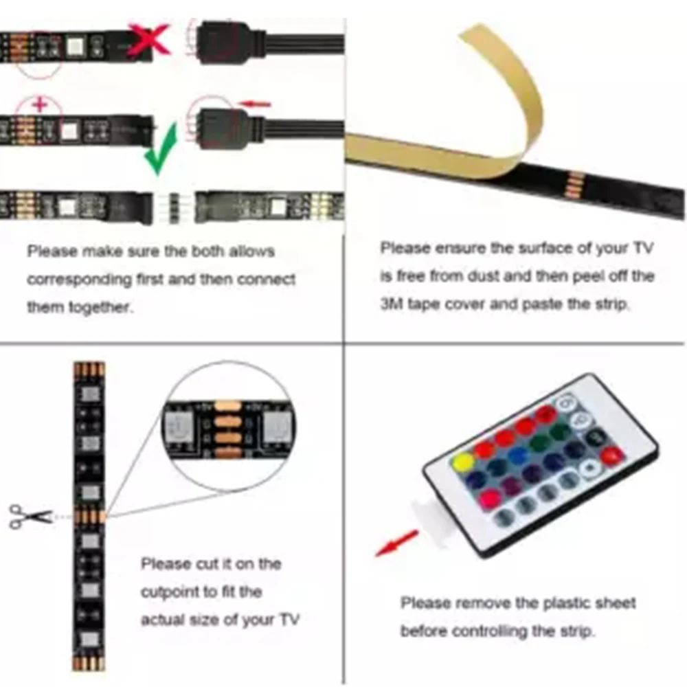 Светодиодные ленты светильник USB 5V RGB гибкий светодиодный лента 1/2/3/4/5M ТВ Экран