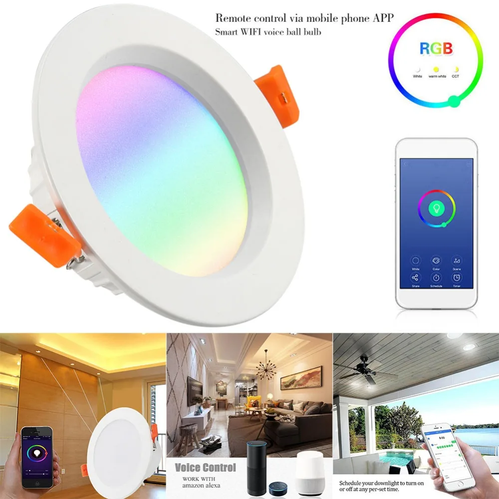 

LED Downlight RGBW WiFi Smart Life Led Lamp Ceiling Light Dimmable Living Room Voice Remote Control Work For Alexa Google Home