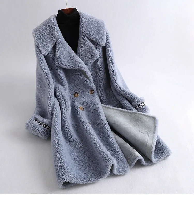 Abrigos mujer invierno шерстяное зимнее пальто, Женское пальто из овечьей шерсти с меховым воротником, верхняя одежда, настоящая цена, одежда