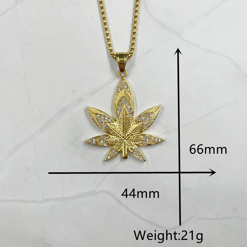 Ожерелье и подвеска в стиле хип хоп с 3D листьями конопли фианитами сверкающие