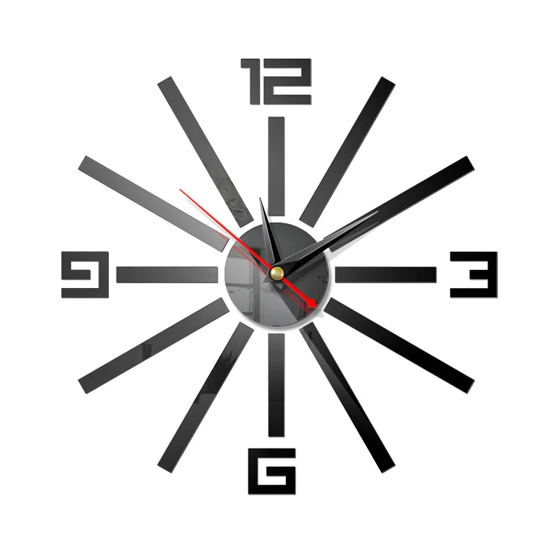 

Creative European style wall clock home diy3D three-dimensional decorative clock acrylic digital mirror wall sticker wall clock