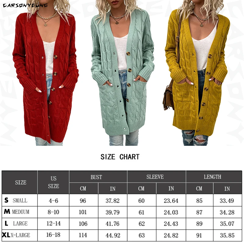 CARSONYEUNG Vintage Twist Cardigan Women Sweater Knitwear 2021 Autumn Winter Female Long Knitted Coat Button Cardigans New |