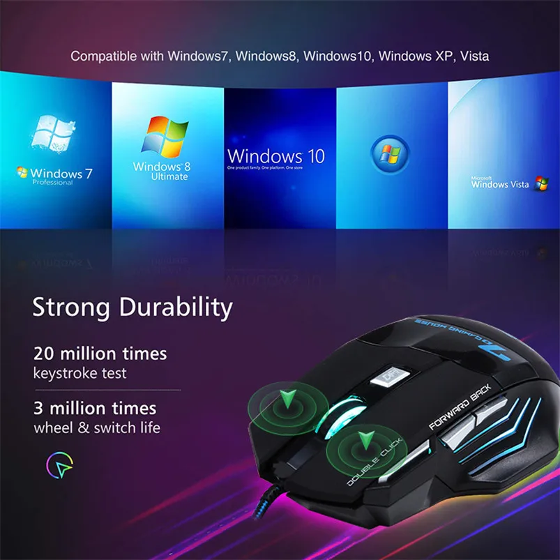 gaming mouse computer ergonomic mouse wired game mice 5500 dpi silent gamer mouse optical backlight pc mause 7 button for laptop free global shipping