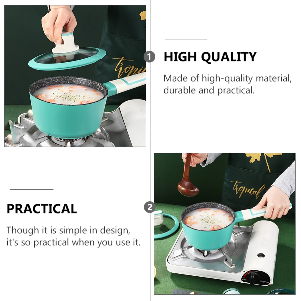 

1.4L Pot Stainless Steel Complex Bottom Non-stick Pot with Spoon (Green)
