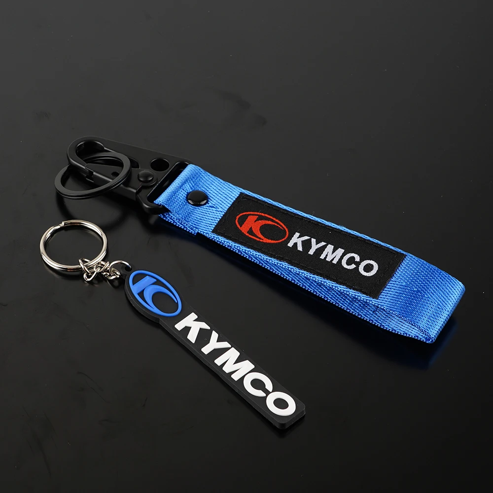 

For KYMCO AK550 CT250 XCITING 250 300 Downtown 200i 300i 350i 300 350 Motorcycle Embroidered Keychain Key Holders Keyring Black
