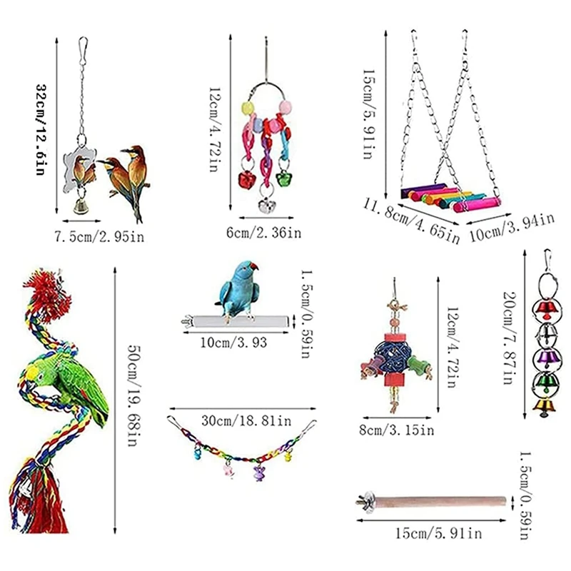Bird Toys Parrot Chewing Cage Accessories Newly Upgraded Rope Bungee for Small Parakeets | Дом и сад