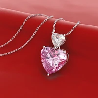 hibride romantic heart shape pink yellow color created women necklacependant aaa cz necklace party jewelry accessories p65
