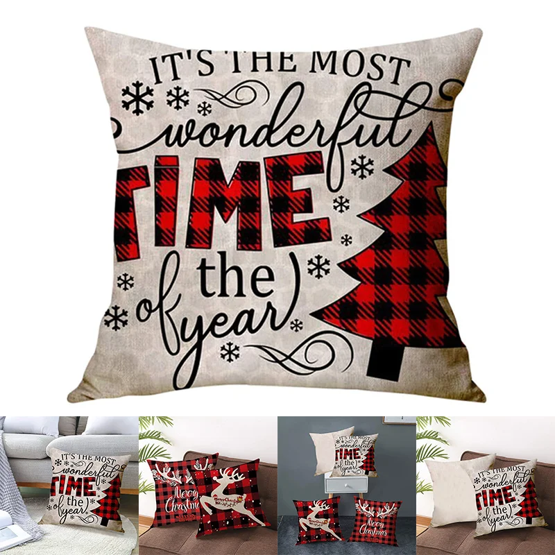 

Soft Pillow Case Christmas Pattern Printed Decorative Square Cotton Linen Pillow Covers for Sofa Bedroom 45x45cm TB Sale