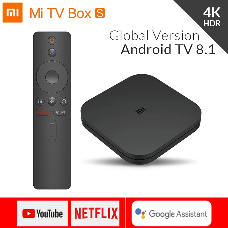 Оригинальный Глобальный Xiaomi Mi ТВ коробка S 4 к HDR Android 8 1 Ultra HD 2 г Wi-Fi Декодер каналов