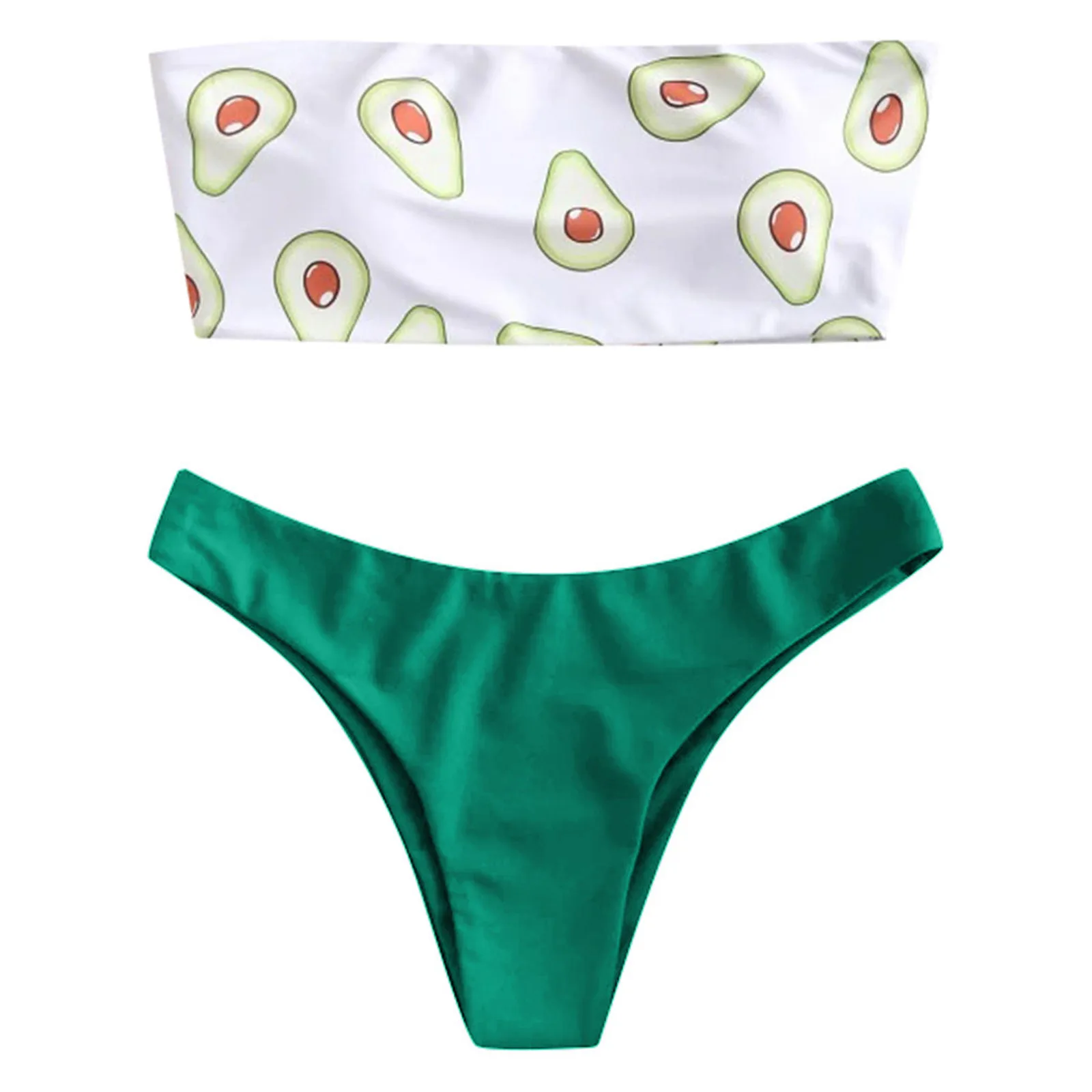 

Women Print Tube up Two Pieces Bikini Push-Up Swimsuit Swimwear Beachwear Women Swimsuit High Leg Bandeau Bikinis Set