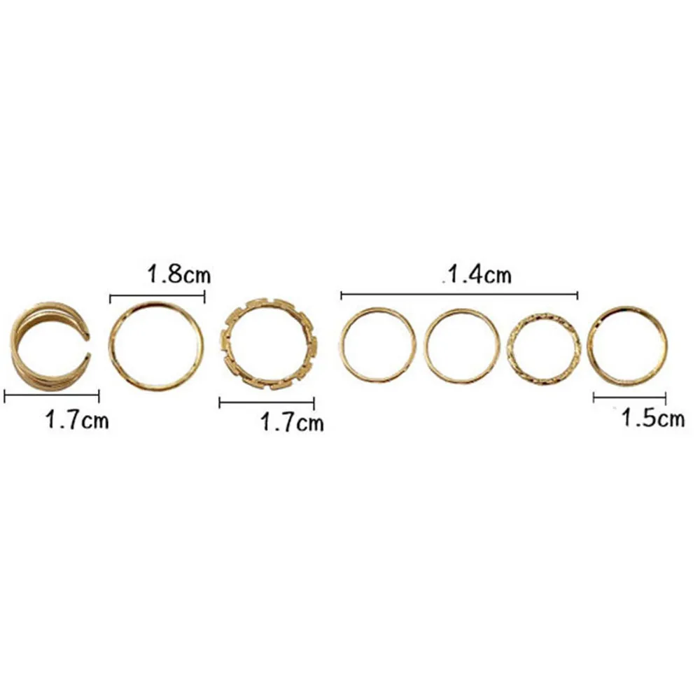 

7 Pcs Punk Twist Joint Ring Sets For Women Hiphop Minimalist Gold Silver Color Geometric Rings Party Fashion Jewelry A949