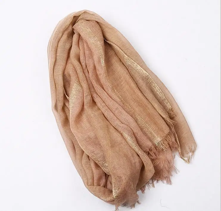 

Glitter Lurex Stripe Women Scarves Viscose Fringe Muslim Hijab Long Shawl Wrap Headscarf Islamic Turban Thin Foulard 190X95CM