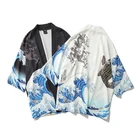 Кимоно мужское, в японском стиле, с морскими волнами, кардиган в стиле хип-хоп, 2021, уличная свободная Традиционная рубашка, одежда самураев, юката