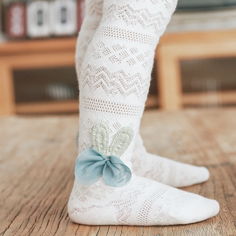 Колготки для маленьких девочек с милым бантом однотонные хлопковые дышащие