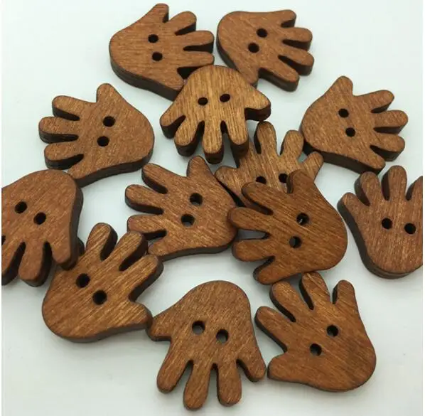 

50pcs/lot Size:2cm Round 2 Holes Buttons,Funny Hand-shape Wood Button DIY,Accssories Sewing Button (ss-1042)