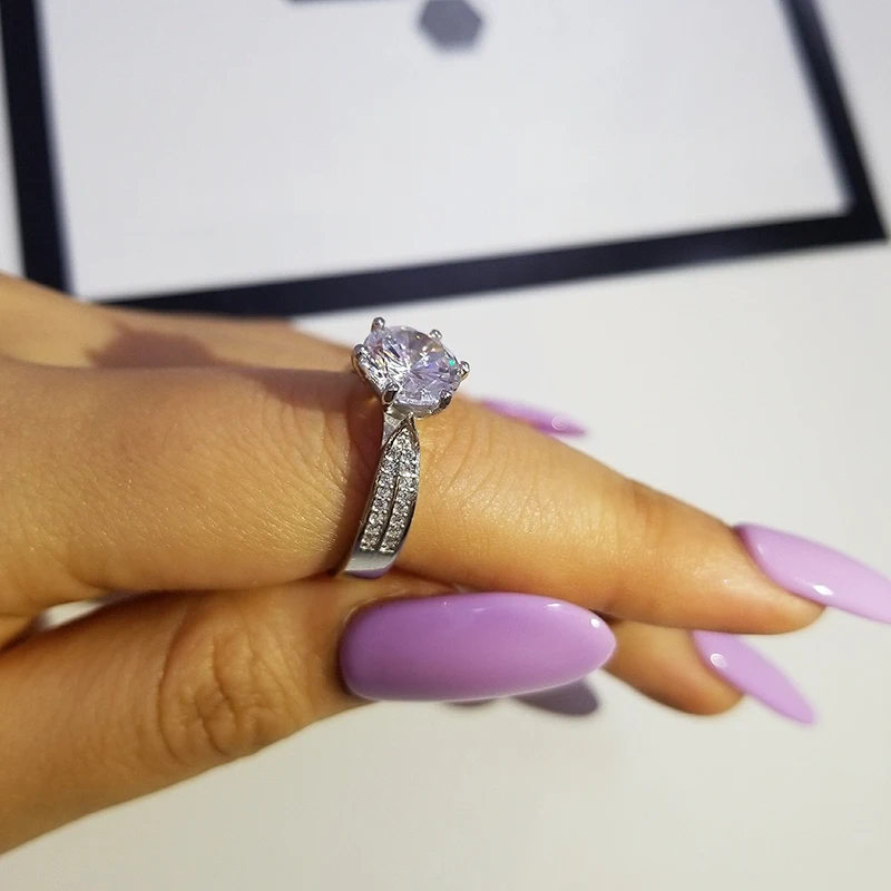 Подлинный оригинальный 925 стерлингового серебра кольца круглой огранки