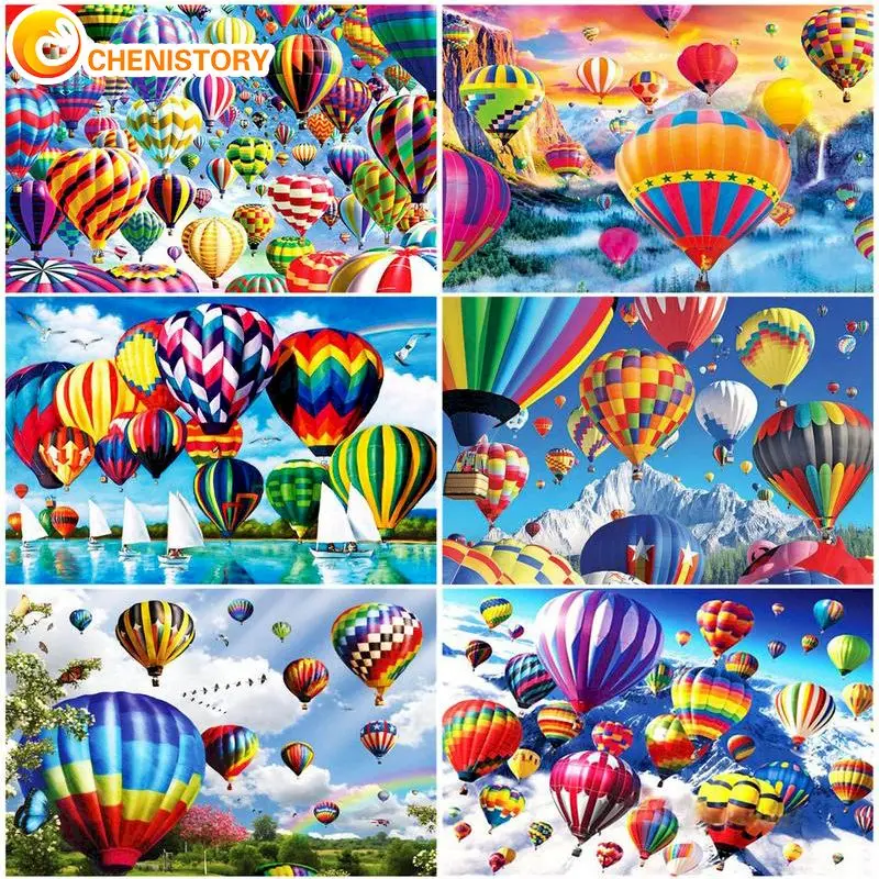 

CHENISTORY 60x75 Painting By Numbers Diy Hot Air Balloon Landscape HandPainted Oil Painting Gift For Adults Children Art Picture