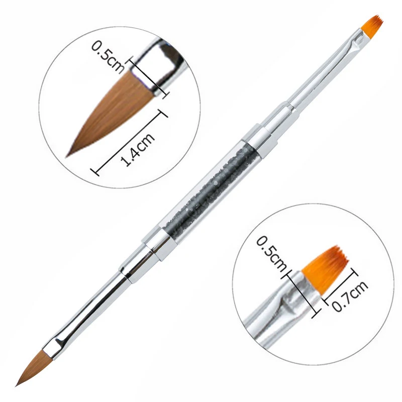 2 насадки для ногтей УФ-гель кристальная ручка плоская рисования кисть карандаш