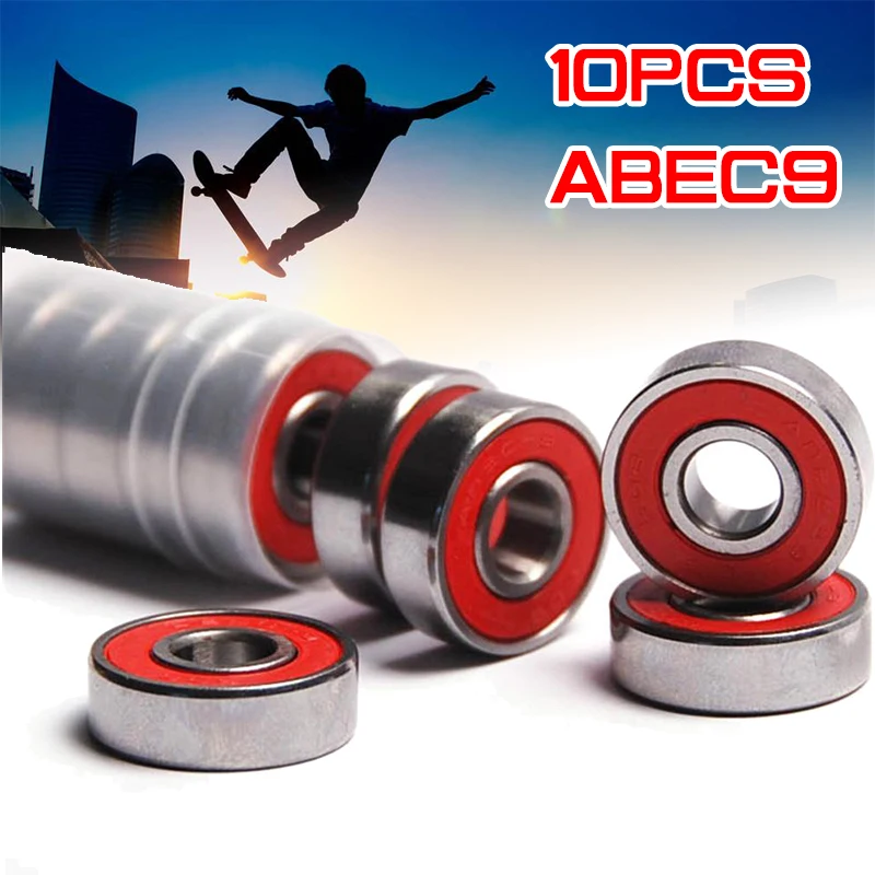 10x ABEC-9 608 2RS Inline Roller Skate Wheel Bearing Red Sea