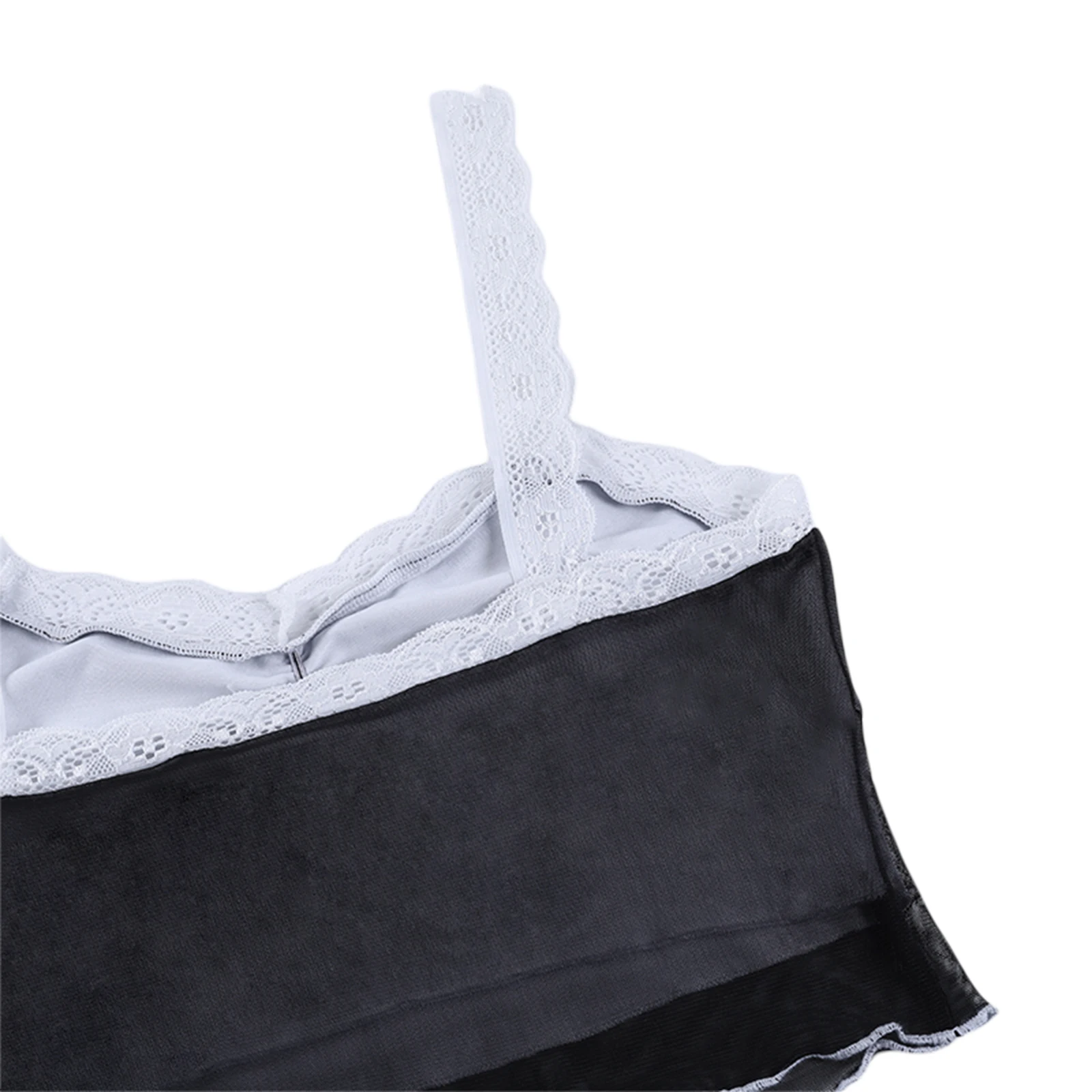 

Women's Lace Strap Camisole Sexy Sleeveless Ruched Front Color Block Crop Tank Tops