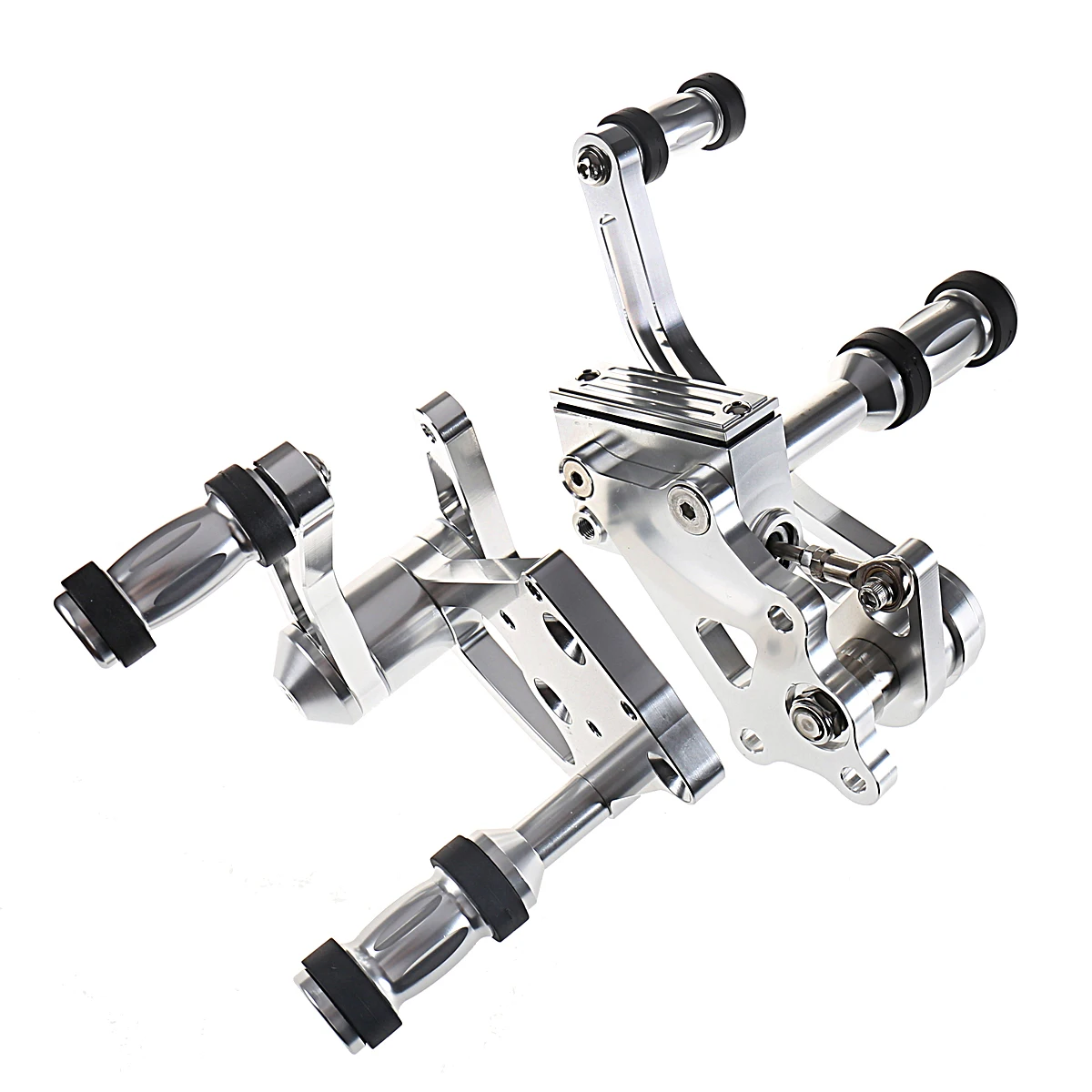 Серебряная заготовка алюминиевые комплекты ножек с передним контролем для Harley