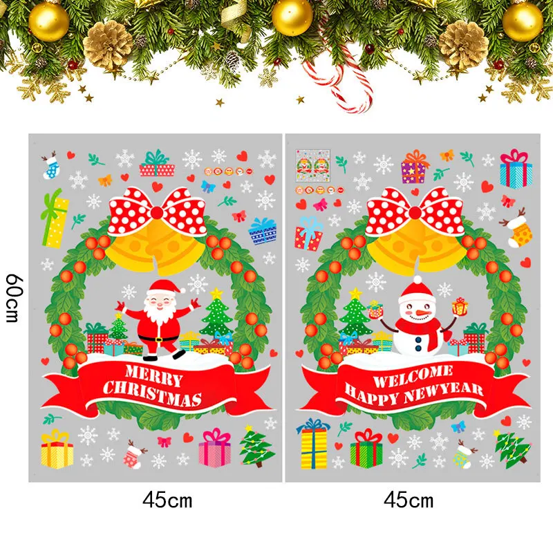 DIY рождественские наклейки на стену Санта-Клаус и снеговик гирлянда спальня